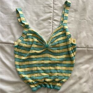 Urban Outfitters Yellow and Green Plaid Crop Top